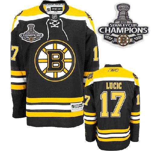 Reebok Milan Lucic Boston Bruins Home Premier With 2011 Stanley Cup Champions Jersey - Black