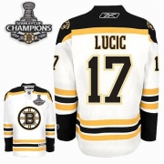 Reebok Milan Lucic Boston Bruins Authentic With 2011 Stanley Cup Champions Jersey - White