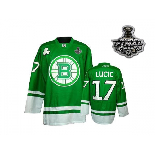 Reebok Milan Lucic Boston Bruins St Pattys Day Authentic With 2011 Stanley Cup Finals Jersey - Green