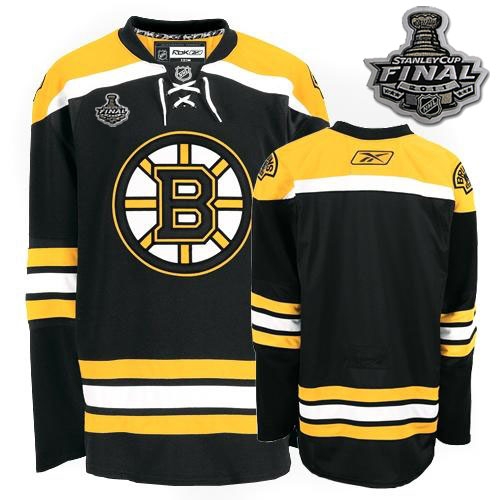 Reebok Blank Boston Bruins Home Premier With 2011 Stanley Cup Finals Jersey - Black