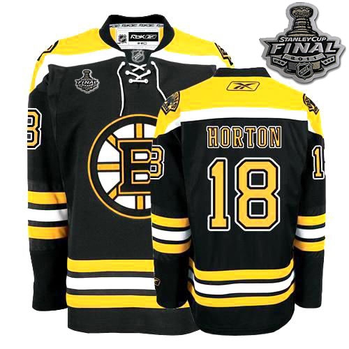 Reebok Nathan Horton Boston Bruins Home Authentic With 2011 Stanley Cup Finals Jersey - Black