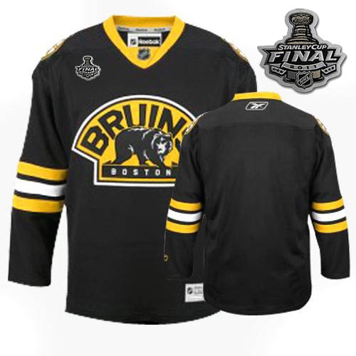 Reebok Blank Boston Bruins Third Authentic With 2011 Stanley Cup Finals Jersey - Black