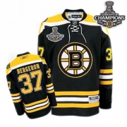 Reebok Patrice Bergeron Boston Bruins Home Authentic With 2011 Stanley Cup Champions Jersey - Black