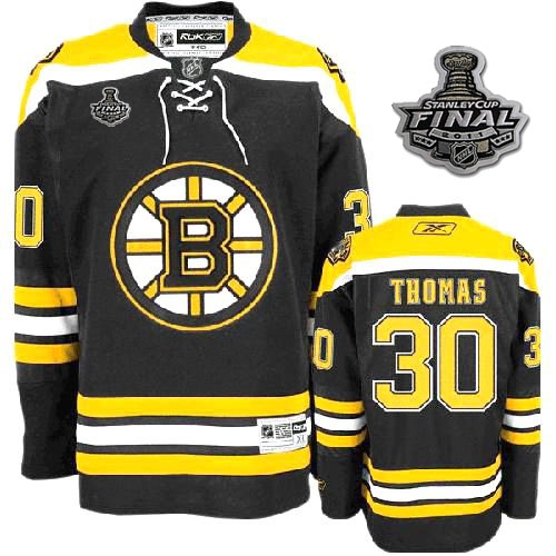 Reebok Tim Thomas Boston Bruins Youth Home Premier With 2011 Stanley Cup Finals Jersey - Black