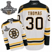 Reebok Tim Thomas Boston Bruins Premier With 2011 Stanley Cup Champions Jersey - White