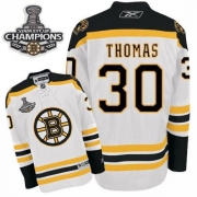 Reebok Tim Thomas Boston Bruins Authentic With 2011 Stanley Cup Champions Jersey - White