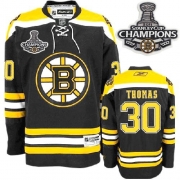 Reebok Tim Thomas Boston Bruins Home Premier With 2011 Stanley Cup Champions Jersey - Black