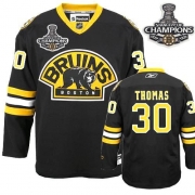 Reebok Tim Thomas Boston Bruins Authentic Third With 2011 Stanley Cup Champions Jersey - Black