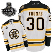 Reebok Tim Thomas Boston Bruins Authentic With 2011 Stanley Cup Finals Jersey - White