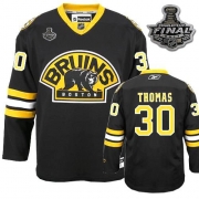 Reebok Tim Thomas Boston Bruins Authentic Third With 2011 Stanley Cup Finals Jersey - Black