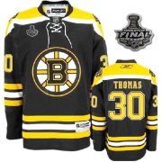 Reebok Tim Thomas Boston Bruins Home Authentic With 2011 Stanley Cup Finals Jersey - Black