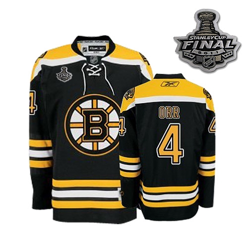 Reebok Bobby Orr Boston Bruins Youth Authentic Home With 2011 Stanley Cup Finals Jersey - Black