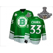 Reebok Zdeno Chara Boston Bruins St Pattys Day Authentic With 2011 Stanley Cup Champions Jersey - Green