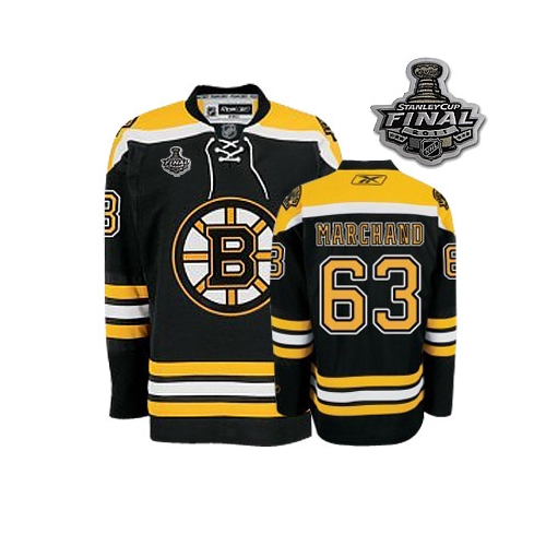 Reebok Brad Marchand Boston Bruins Youth Premier With 2011 Stanley Cup Finals Jersey - Black