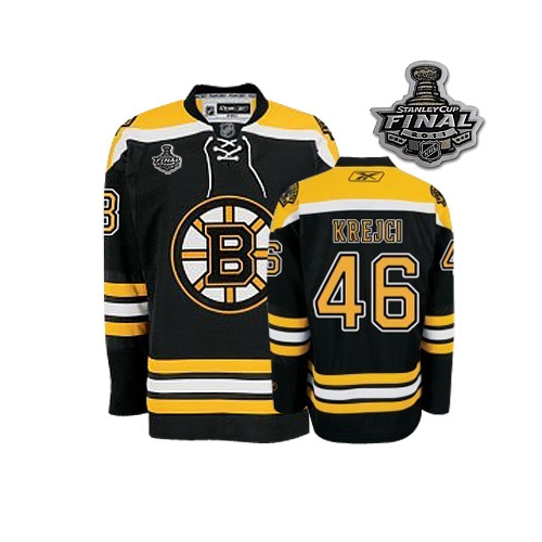 Reebok David Krejci Boston Bruins Authentic With 2011 Stanley Cup Finals Jersey - Black
