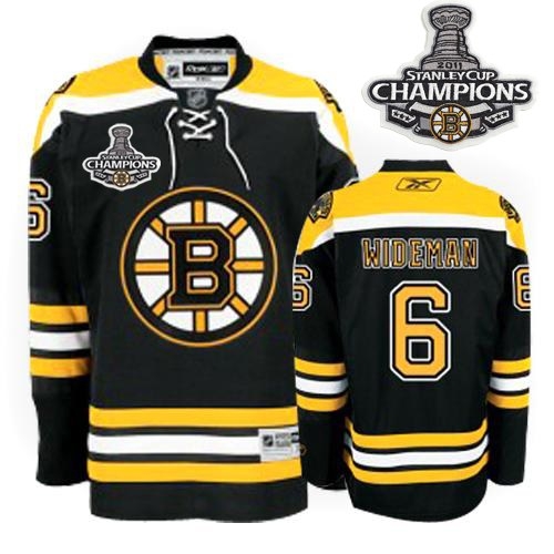 Reebok Dennis Wideman Boston Bruins Home Premier With 2011 Stanley Cup Champions Jersey - Black