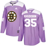 Adidas Anton Khudobin Boston Bruins Authentic Fights Cancer Practice Jersey - Purple