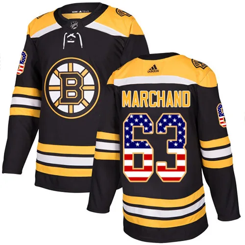 Adidas Brad Marchand Boston Bruins Authentic USA Flag Fashion Jersey - Black