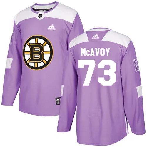 Adidas Charlie McAvoy Boston Bruins Authentic Fights Cancer Practice Jersey - Purple