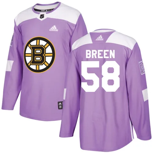 Adidas Chris Breen Boston Bruins Authentic Fights Cancer Practice Jersey - Purple