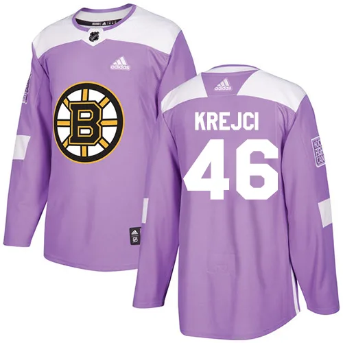 Adidas David Krejci Boston Bruins Authentic Fights Cancer Practice Jersey - Purple