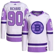 Adidas Men's Anthony Richard Boston Bruins Authentic Hockey Fights Cancer Primegreen Jersey - White/Purple