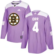 Adidas Men's Bobby Orr Boston Bruins Authentic Fights Cancer Practice Jersey - Purple