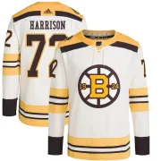Adidas Men's Brett Harrison Boston Bruins Authentic 100th Anniversary Primegreen Jersey - Cream