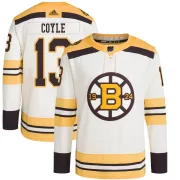 Adidas Men's Charlie Coyle Boston Bruins Authentic 100th Anniversary Primegreen Jersey - Cream