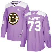 Adidas Men's Charlie McAvoy Boston Bruins Authentic Fights Cancer Practice Jersey - Purple