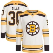 Adidas Men's Chris Nilan Boston Bruins Authentic 100th Anniversary Primegreen Jersey - Cream