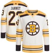 Adidas Men's Craig Janney Boston Bruins Authentic 100th Anniversary Primegreen Jersey - Cream
