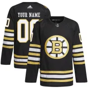 Adidas Men's Custom Boston Bruins Authentic Custom 100th Anniversary Primegreen Jersey - Black