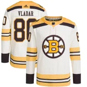 Adidas Men's Daniel Vladar Boston Bruins Authentic 100th Anniversary Primegreen Jersey - Cream