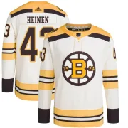 Adidas Men's Danton Heinen Boston Bruins Authentic 100th Anniversary Primegreen Jersey - Cream