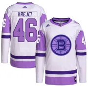 Adidas Men's David Krejci Boston Bruins Authentic Hockey Fights Cancer Primegreen Jersey - White/Purple