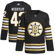 Adidas Men's Georgii Merkulov Boston Bruins Authentic 100th Anniversary Primegreen Jersey - Black