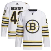 Adidas Men's Georgii Merkulov Boston Bruins Authentic 100th Anniversary Primegreen Jersey - White