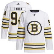 Adidas Men's Jakub Lauko Boston Bruins Authentic 100th Anniversary Primegreen Jersey - White