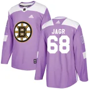 Adidas Men's Jaromir Jagr Boston Bruins Authentic Fights Cancer Practice Jersey - Purple