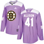 Adidas Men's Jason Allison Boston Bruins Authentic Fights Cancer Practice Jersey - Purple