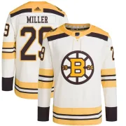 Adidas Men's Jay Miller Boston Bruins Authentic 100th Anniversary Primegreen Jersey - Cream