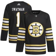Adidas Men's Jeremy Swayman Boston Bruins Authentic 100th Anniversary Primegreen Jersey - Black