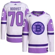 Adidas Men's Jesper Boqvist Boston Bruins Authentic Hockey Fights Cancer Primegreen Jersey - White/Purple