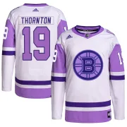Adidas Men's Joe Thornton Boston Bruins Authentic Hockey Fights Cancer Primegreen Jersey - White/Purple