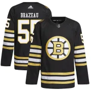 Adidas Men's Justin Brazeau Boston Bruins Authentic 100th Anniversary Primegreen Jersey - Black
