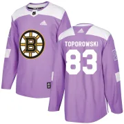 Adidas Men's Luke Toporowski Boston Bruins Authentic Fights Cancer Practice Jersey - Purple