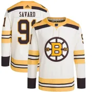 Adidas Men's Marc Savard Boston Bruins Authentic 100th Anniversary Primegreen Jersey - Cream
