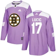 Adidas Men's Milan Lucic Boston Bruins Authentic Fights Cancer Practice Jersey - Purple