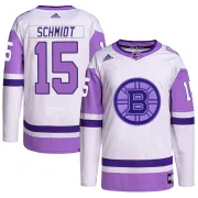Adidas Men's Milt Schmidt Boston Bruins Authentic Hockey Fights Cancer Primegreen Jersey - White/Purple